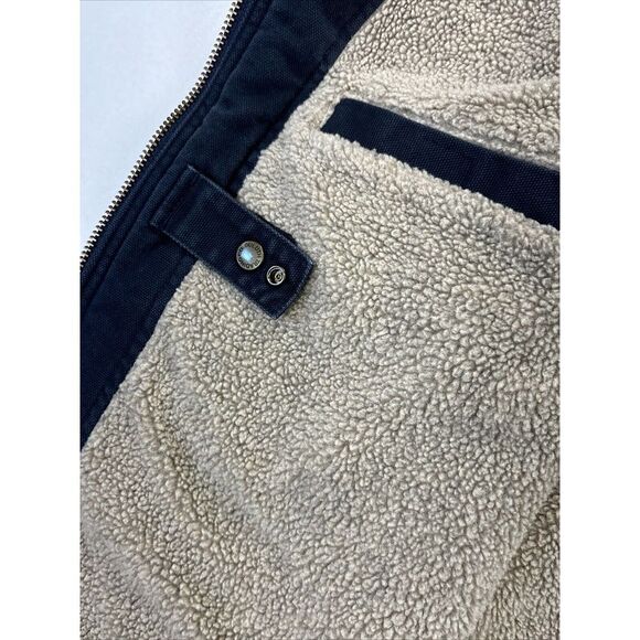 Duluth Trading Mens L Vest Sherpa Lined Canvas Full Zip Blue Pockets Workwear - Picture 10 of 10